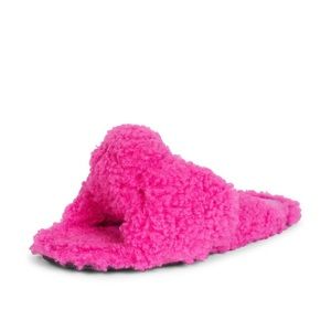 Balenciaga Drapy Faux Shearling Sandals